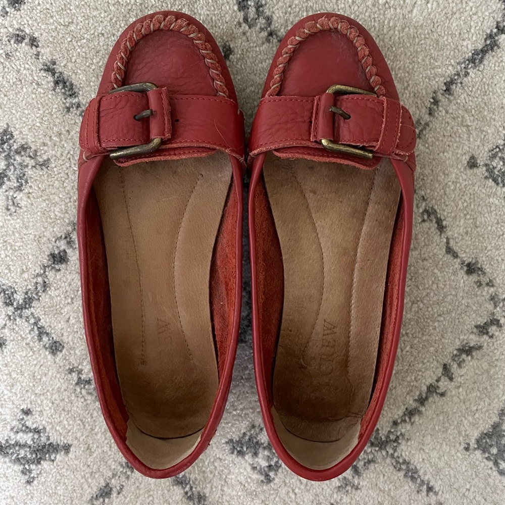 J. Crew red driving moccasins